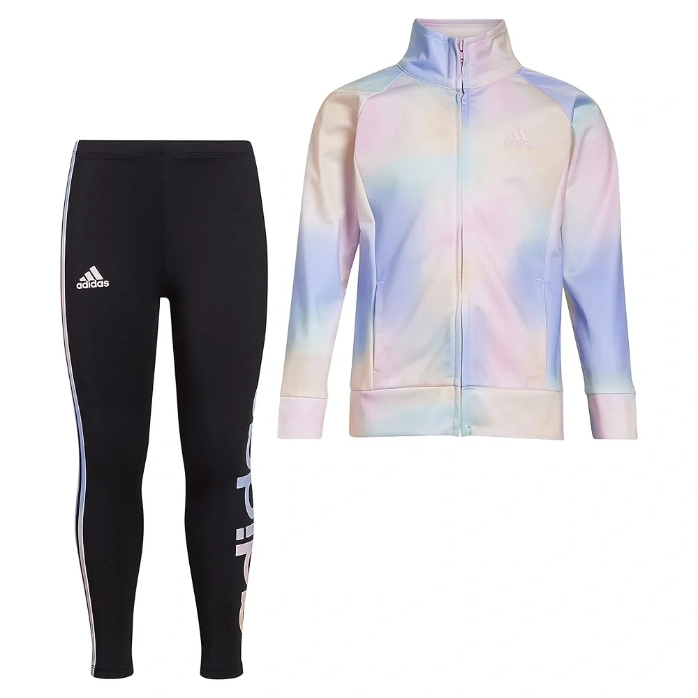 Girls Size 4 Adidas Light Pink Purple Yellow Iridescent Kids' Tracksuit